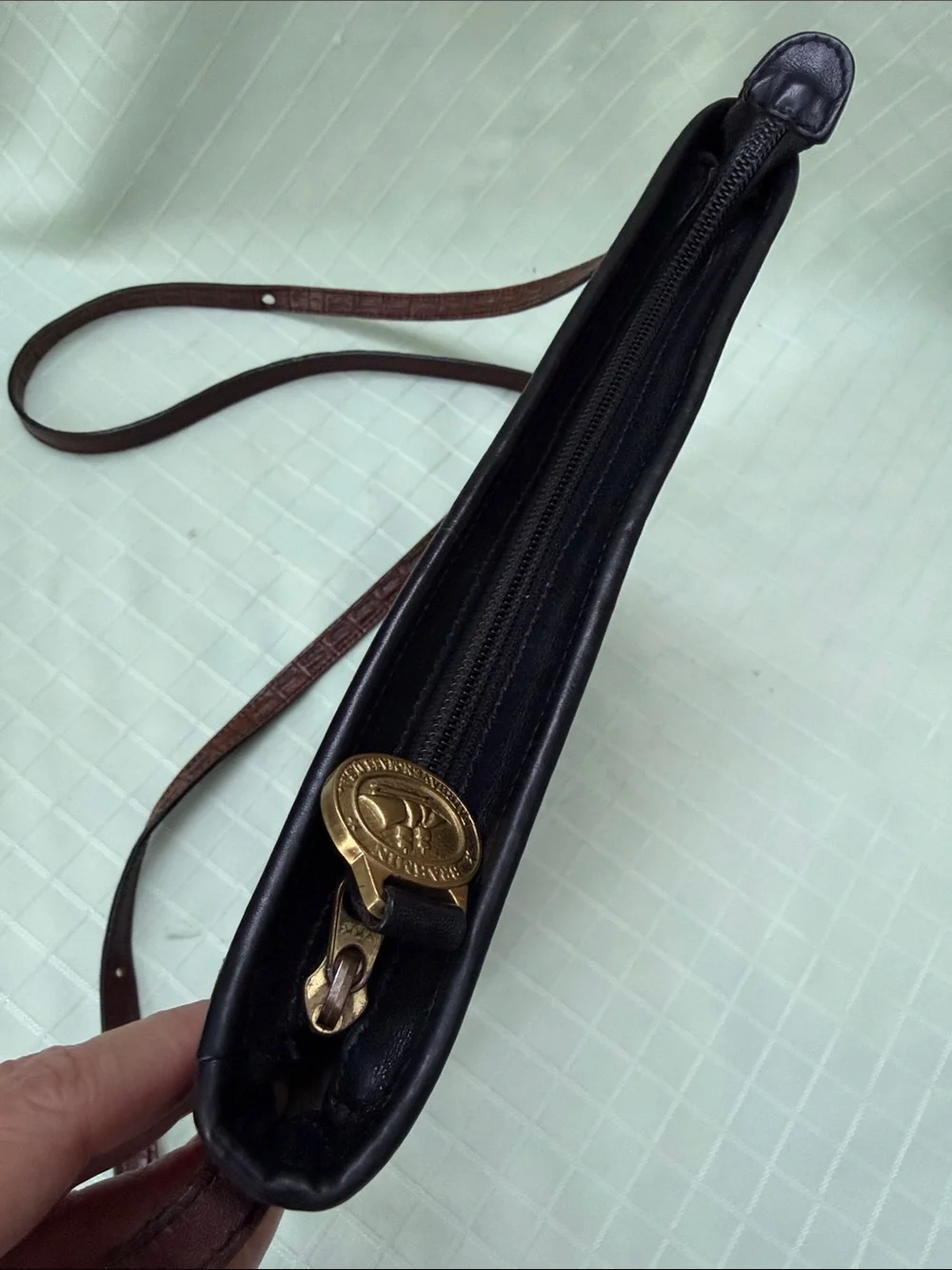 Vintage Black/Dark Brown Brahmin Leather Crossbody Bag